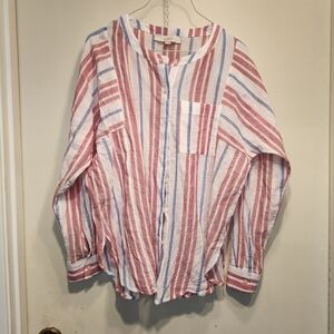 LOFT Women's Multicolor Striped Button Down Shirt